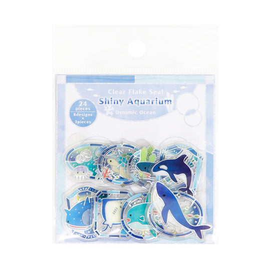Saien Shiny Aquarium Series Gold Foil Clear Flake Stickers - Dynamic Ocean