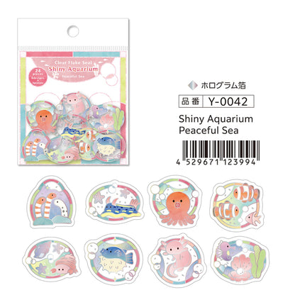 Saien Shiny Aquarium Series Gold Foil Clear Flake Stickers - Peaceful Sea
