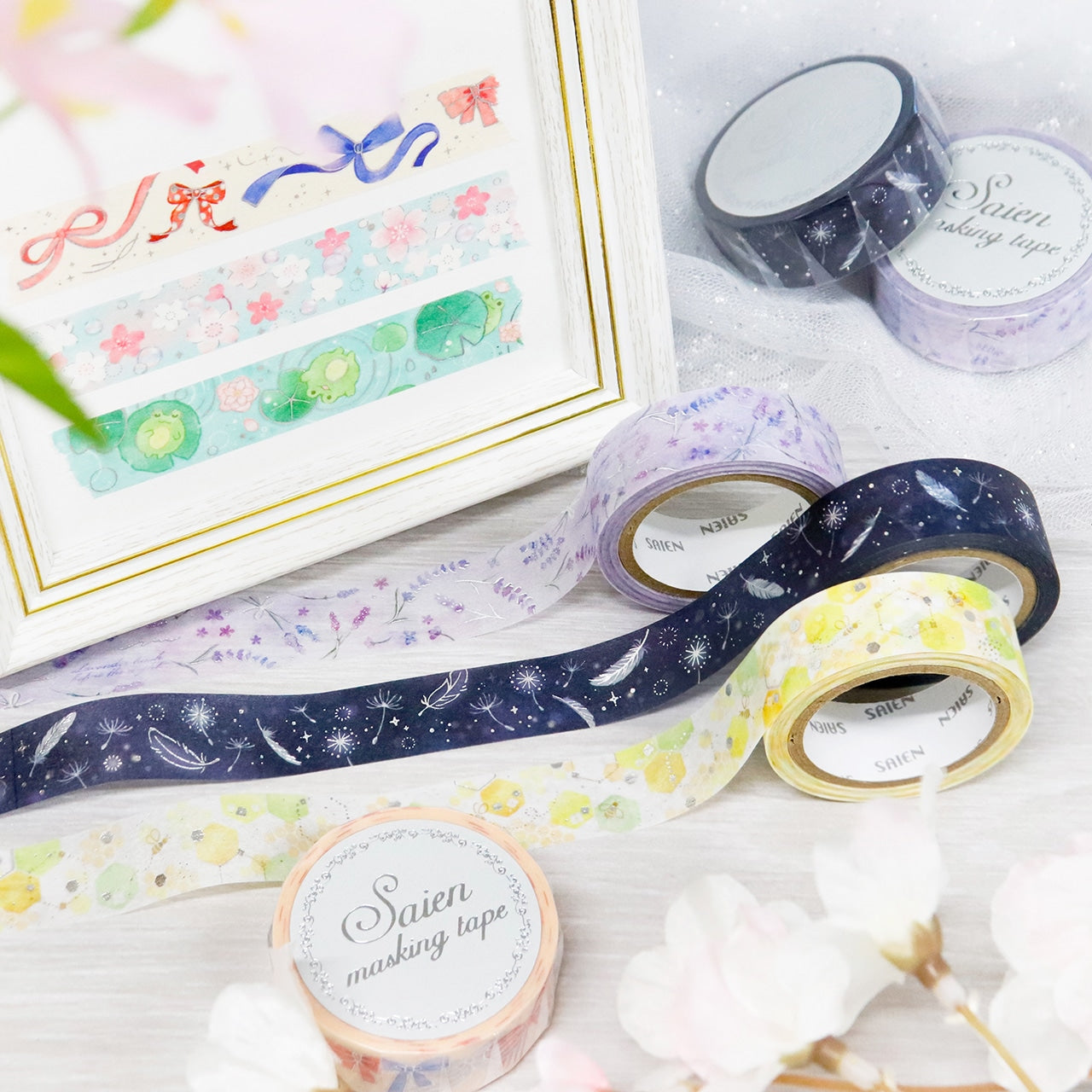 Saien Foil Series Silver Foil Washi Tape - Lavender