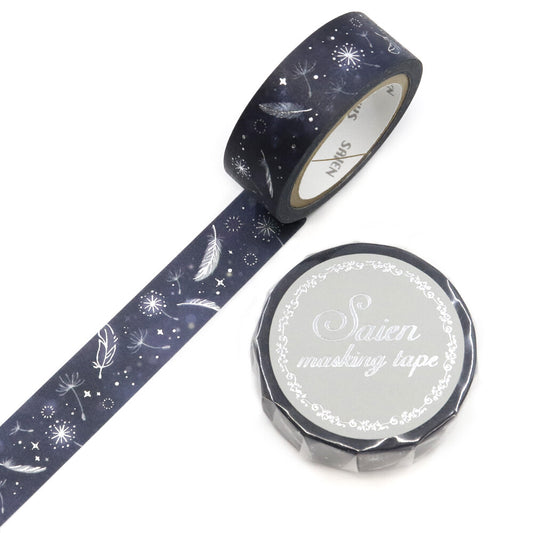 Saien Foil Series Silver Foil Washi Tape - Feather