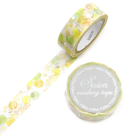 Saien Foil Series Silver Foil Washi Tape - Honeycomb