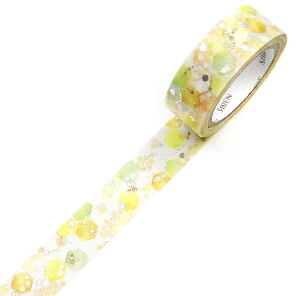 Saien Foil Series Silver Foil Washi Tape - Honeycomb
