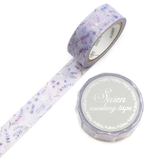Saien Foil Series Silver Foil Washi Tape - Lavender