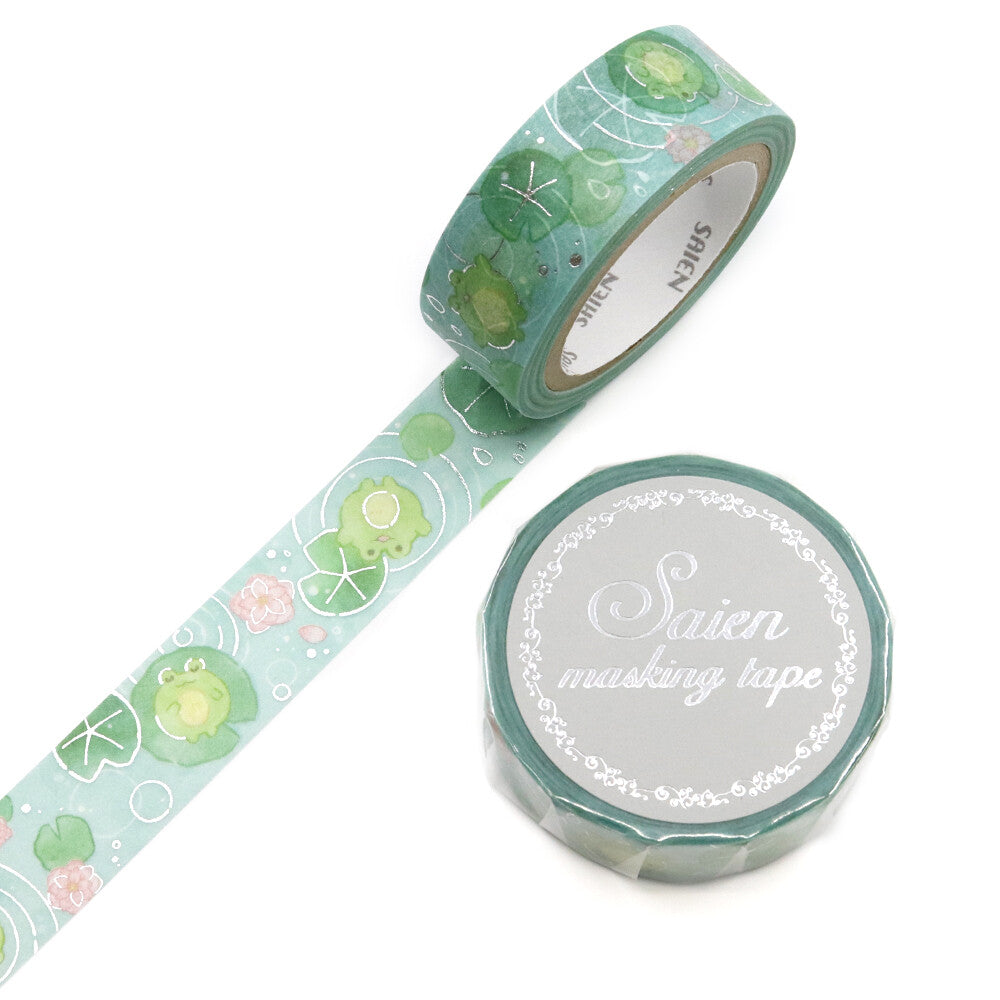Saien Foil Series Silver Foil Washi Tape - Puka Puka Kaeru