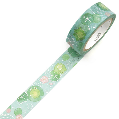 Saien Foil Series Silver Foil Washi Tape - Puka Puka Kaeru