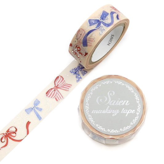Saien Foil Series Silver Foil Washi Tape - Ribbon