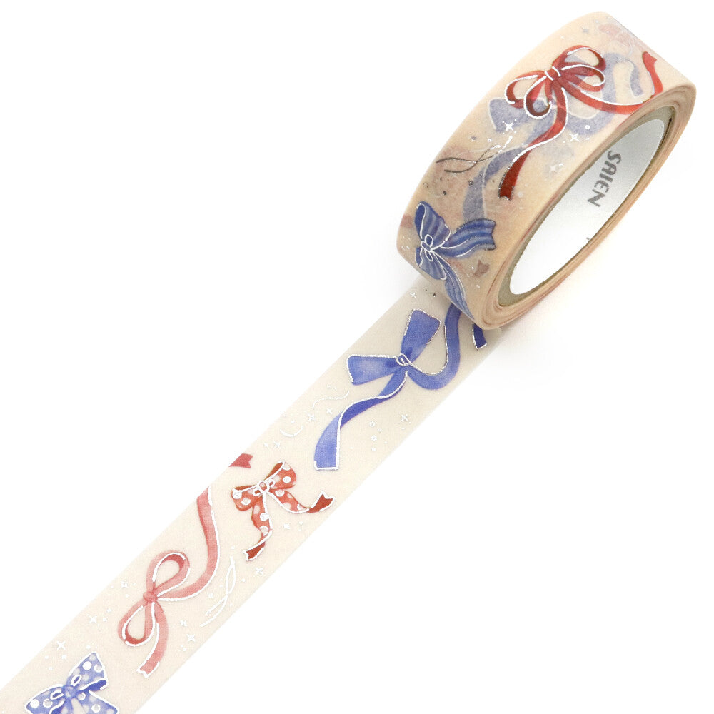 Saien Foil Series Silver Foil Washi Tape - Ribbon