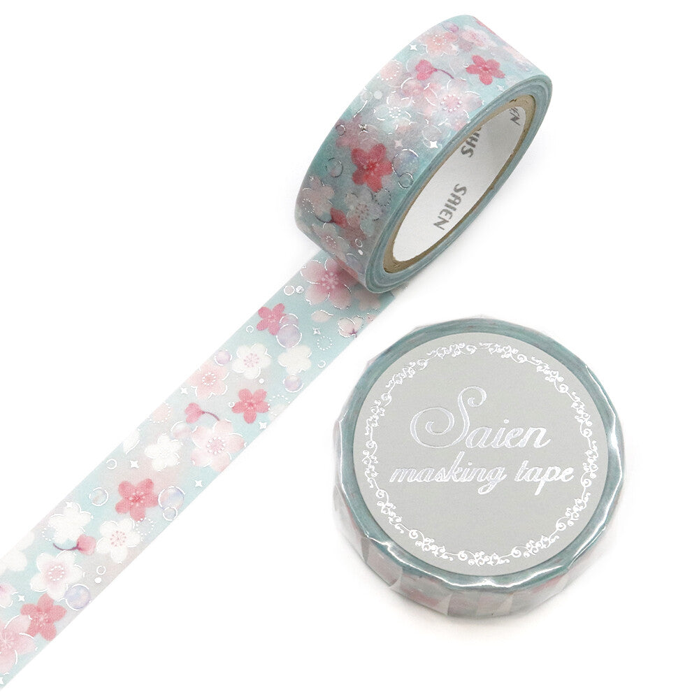 Saien Foil Series Silver Foil Washi Tape - Sakura Shabon