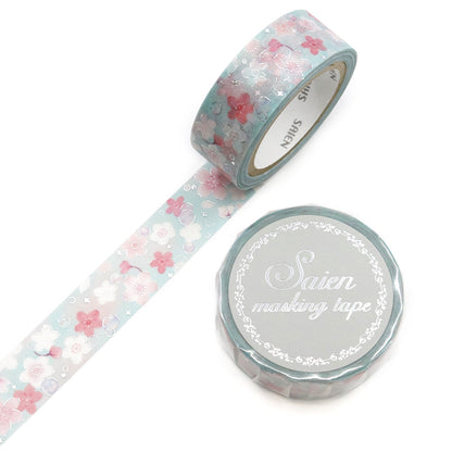 Saien Foil Series Silver Foil Washi Tape - Sakura Shabon