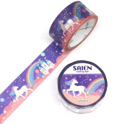 Saien Special Gold & Silver Foil Washi Tape Series - Unicorn
