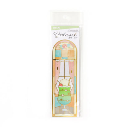 Saien Stained-Glass Gold Foil Transparent Bookmark - Cream soda