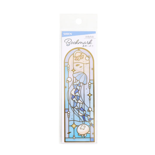 Saien Stained-Glass Gold Foil Transparent Bookmark - Jellyfish