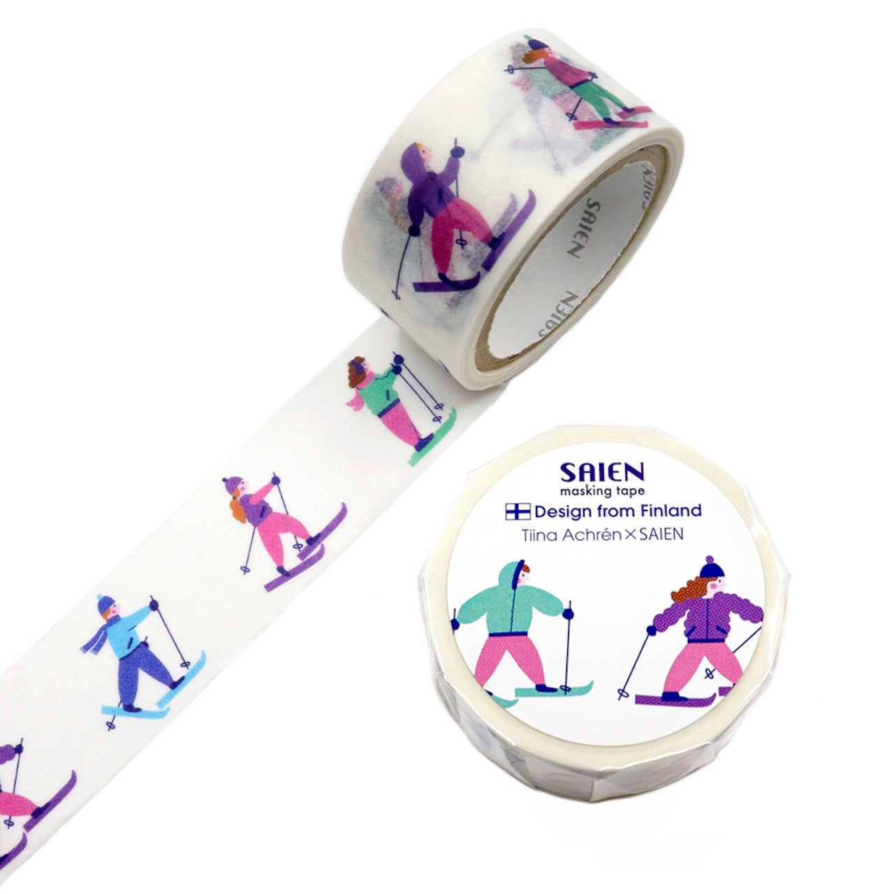 Saien x Tiina Achren Co branding Washi Tape - Skiing