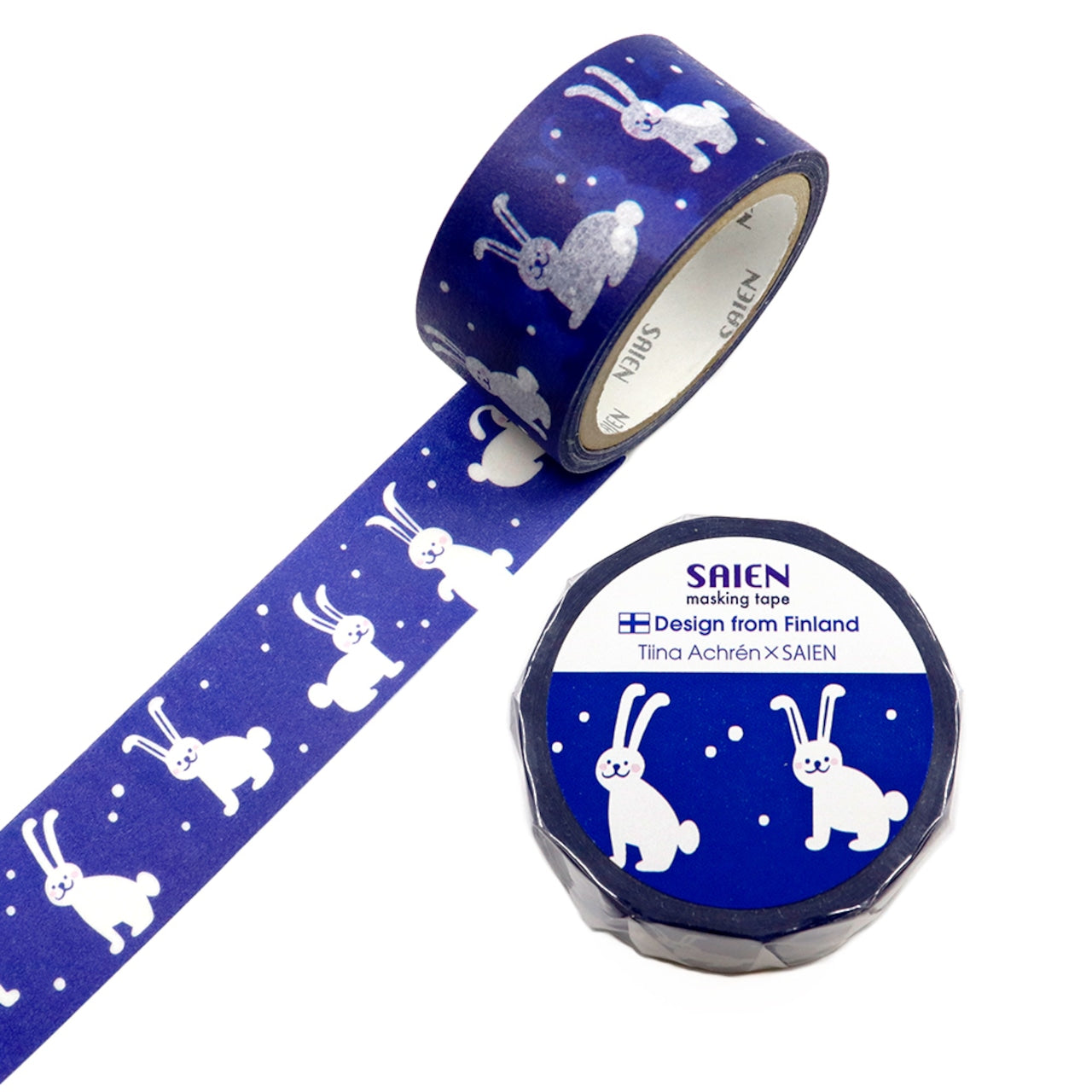 Saien x Tiina Achren Co branding Washi Tape - Winter rabbits
