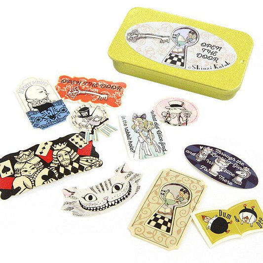 Shinzi Katoh - Alice's Adventures in Wonderland Series Sticker Sliding Lid Tin Box - Open The Door