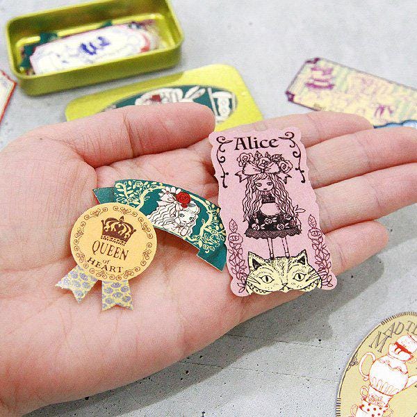 Shinzi Katoh - Alice's Adventures in Wonderland Series Sticker Sliding Lid Tin Box - Tea party
