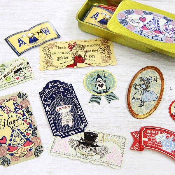 Shinzi Katoh - Alice's Adventures in Wonderland Series Sticker Sliding Lid Tin Box - Usagi Alice