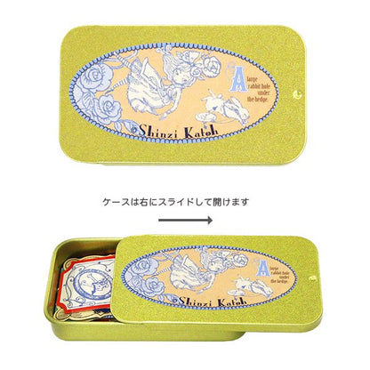 Shinzi Katoh - Alice's Adventures in Wonderland Series Sticker Sliding Lid Tin Box - White Rabbit
