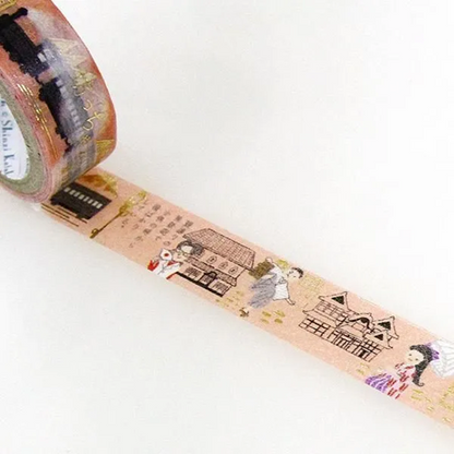 Literature Walk Series Gold Foil Washi Tape - Natsume Soseki 2 Botchan