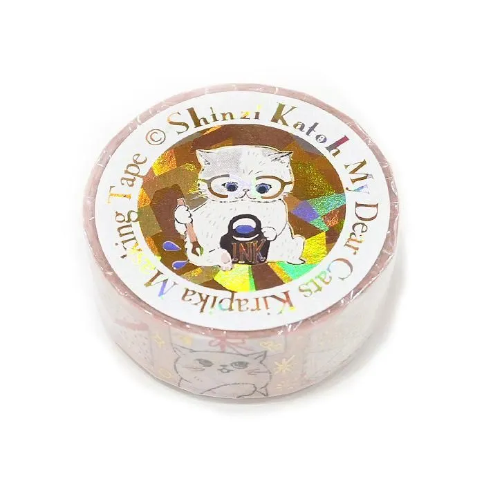 My Dear Cats Series Sparkling Foil Washi Tape - Letter-Writing Cat