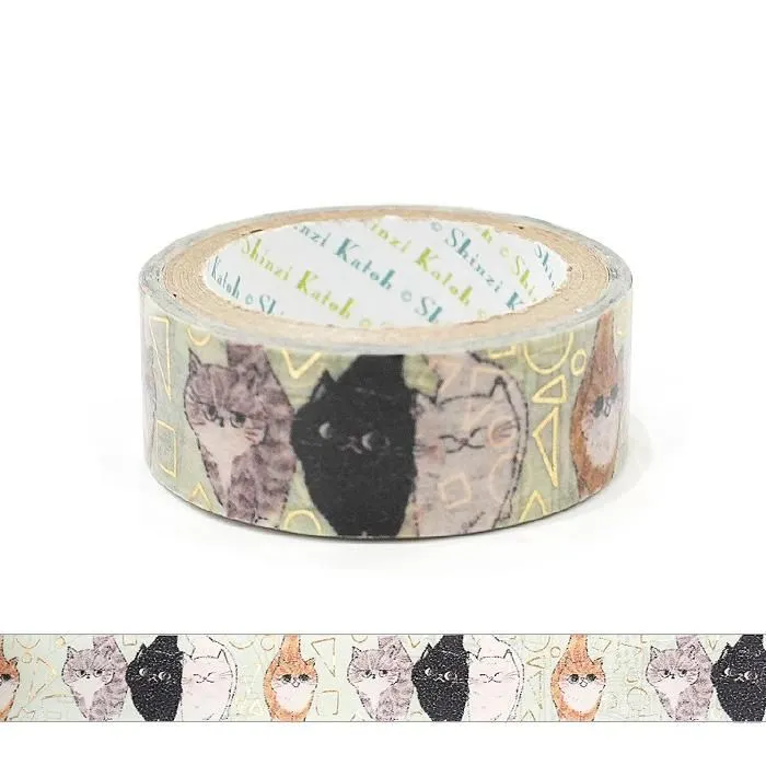 My Dear Cats Series Sparkling Foil Washi Tape - Curious Cats