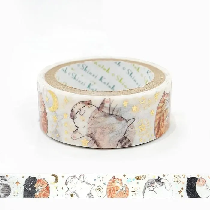 My Dear Cats Series Sparkling Foil Washi Tape - Happy Nap