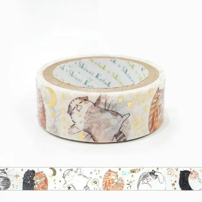 My Dear Cats Series Sparkling Foil Washi Tape - Happy Nap