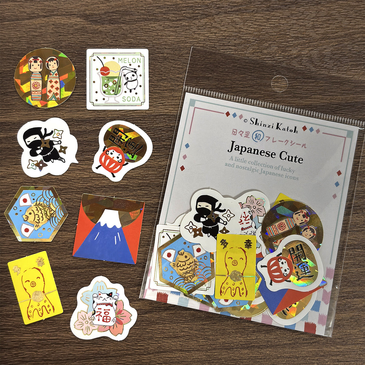Sparkling Foil Flake Sticker - Japanese Cute