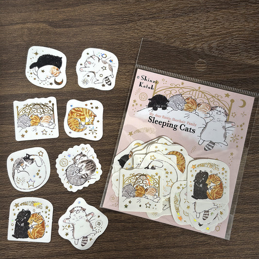 Sparkling Foil Flake Sticker - Sleeping Cats