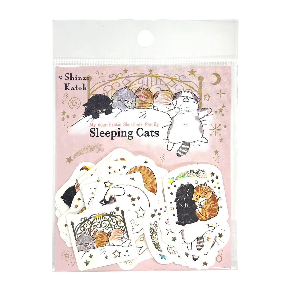 Sparkling Foil Flake Sticker - Sleeping Cats
