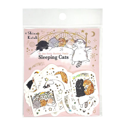 Sparkling Foil Flake Sticker - Sleeping Cats