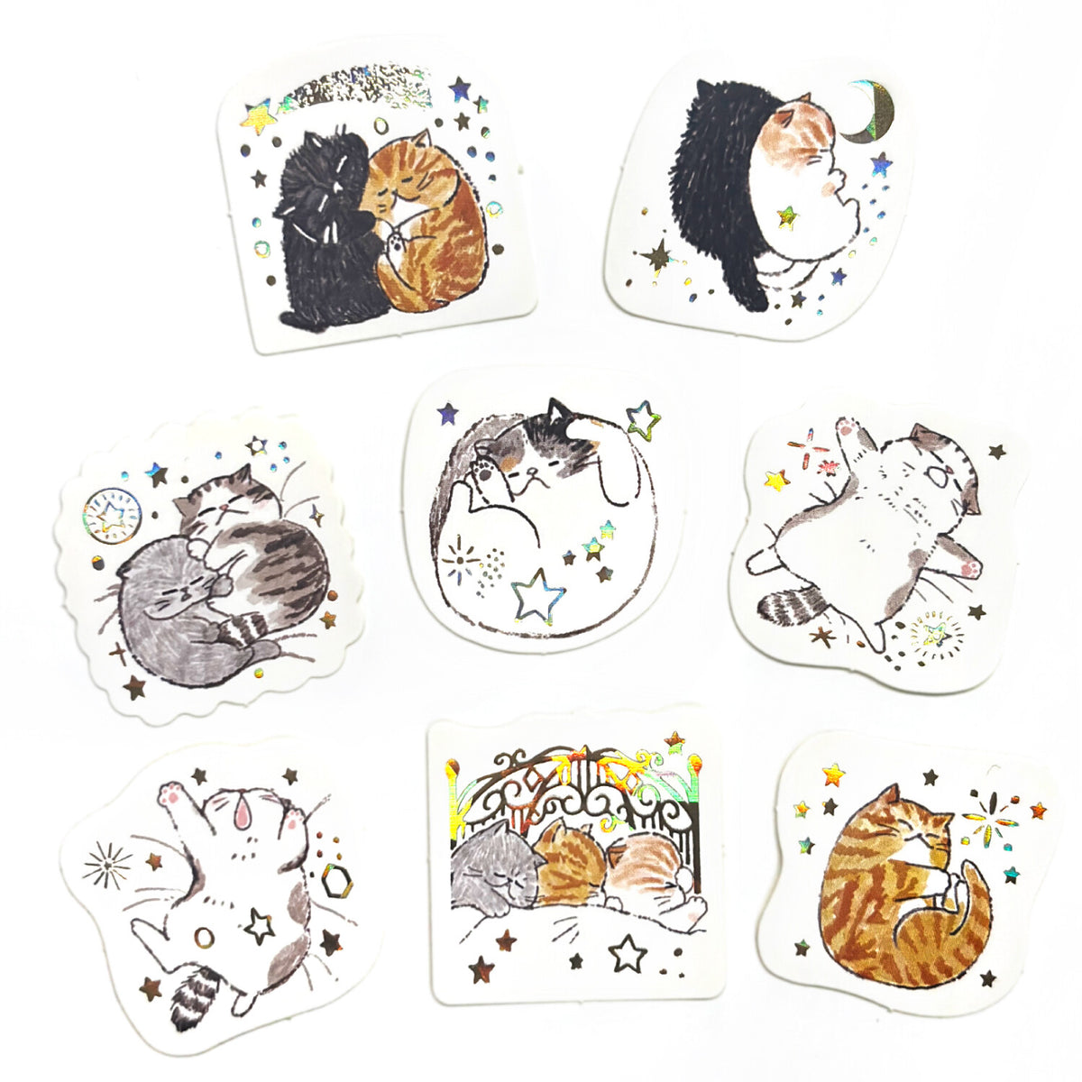 Sparkling Foil Flake Sticker - Sleeping Cats