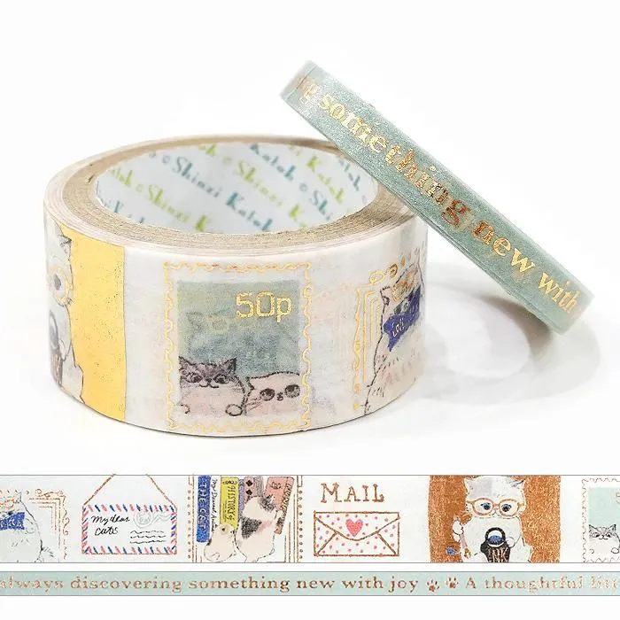 My Dear Cats Series Sparkling Foil Washi Tape - Cat letters