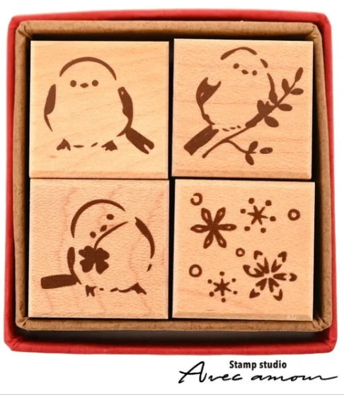 Stamp Studio Avec Amour - Mini Animal Stamp Set - Shimaenaga