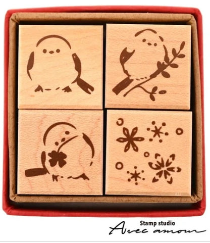 Stamp Studio Avec Amour - Mini Animal Stamp Set - Shimaenaga