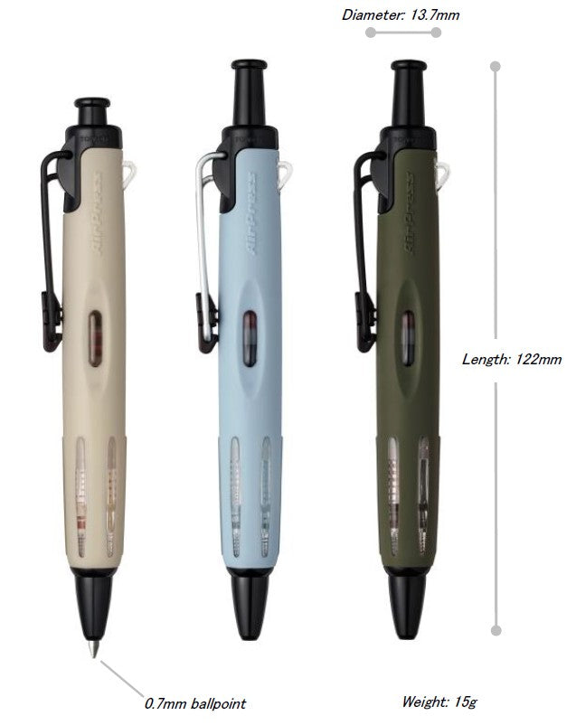 AirPress Field Gear Colors 0.7mm Retractable Ballpoint Pen