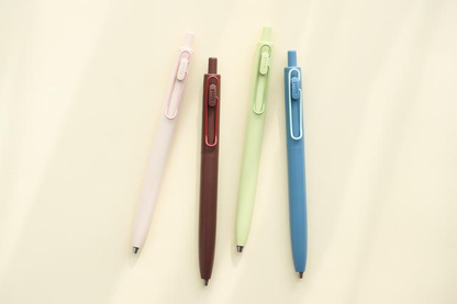 Uni-ball One F 0.38 / 0.5mm Gel Pen - Marriage Color - Flower Raft (Cotton Pink) / Refining Fire (Cocoa Brown) / Buds (Pale Green) / Twilight (Cobalt Blue) 
