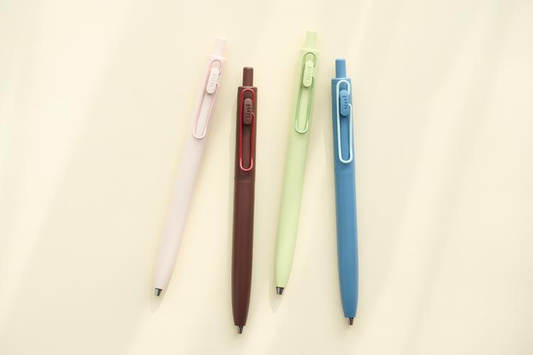 Uni-ball One F 0.38 / 0.5mm Gel Pen - Marriage Color - Flower Raft (Cotton Pink) / Refining Fire (Cocoa Brown) / Buds (Pale Green) / Twilight (Cobalt Blue) 