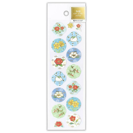 Wanowa Japanese Style Gold Foil Sticker - Winter Flower