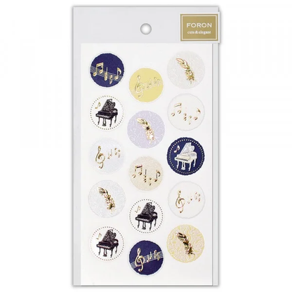 Foron Pearl Series Gold Foil Sticker - Piano