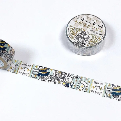 Alice in Wonderland Series Gold Foil Washi Tape - Strange Tea Party