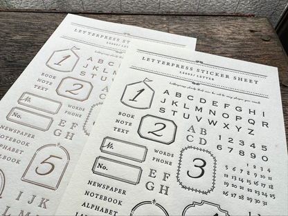 Letterpress Sticker Sheet - Letter