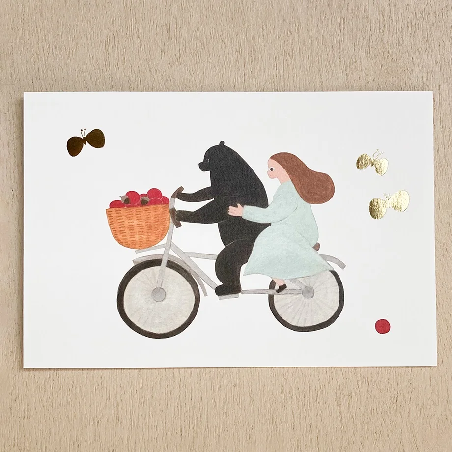 Foil Postcard Set designed by Necktie - Bicycle