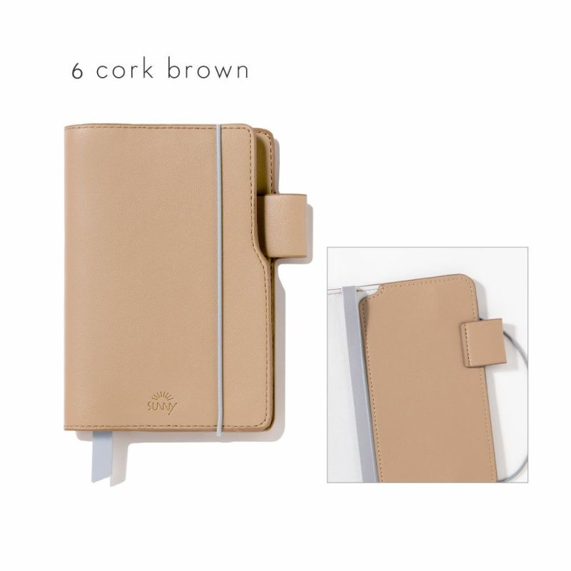 SUNNY Light Notebook A6 Slim size Diary  Planner free monthly - Cork Brown