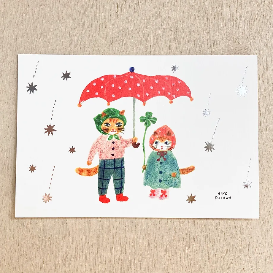 Foil Postcard Set designed by Aiko Fukawa - Raindrops