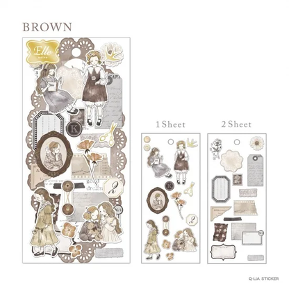 Elle Noire Gold Foil Sticker Series - Brown