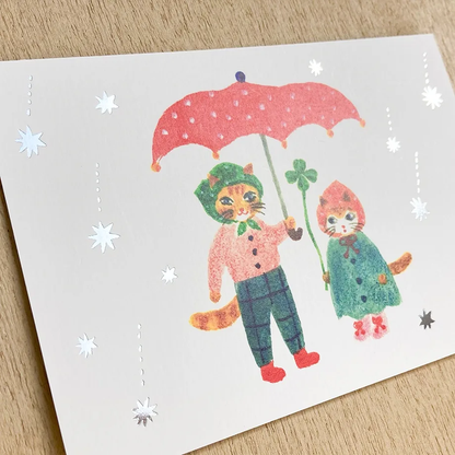 Foil Postcard Set designed by Aiko Fukawa - Raindrops