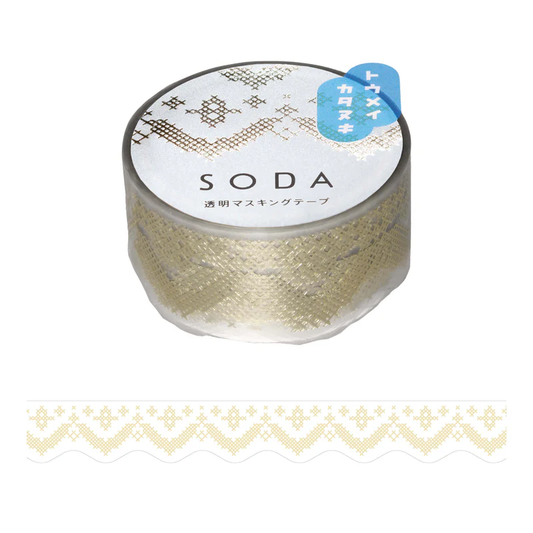 Hitotoki SODA Platinum Foil Die Cut Clear Tape Series - Cross Stitch