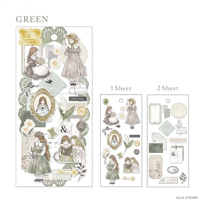 Elle Noire Gold Foil Sticker Series - Green