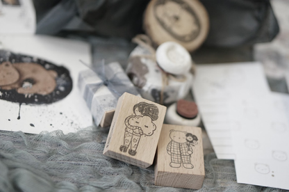 Dream Series Rubber Stamp - Bear in Pajamas